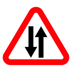 Road sign. Two-way traffic. Information sign