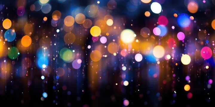 A banner with an abstract background of multicolored bokeh lights