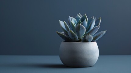 A serene composition featuring a white vase with a vibrant succulent plant in full bloom - obrazy, fototapety, plakaty
