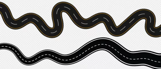 Fotobehang Winding highway road from top view. Flat vector illustration isolated on white background. EPS 10 © Quirk Craft Studio