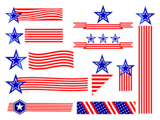 Vector set design elements American flag symbols