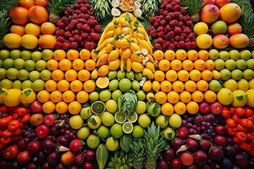 Symmetrical and abstract fruit market composition