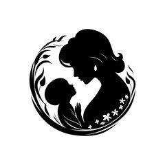 mom and baby logo, mom hugging her child logo