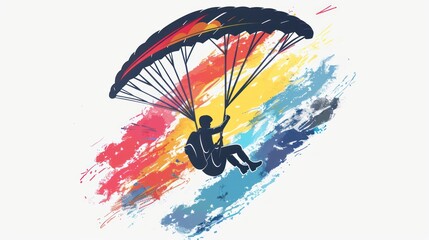 Bright colorful parachute on white background, isolated. Concept of extreme sport, taking adventure/ challenge.
