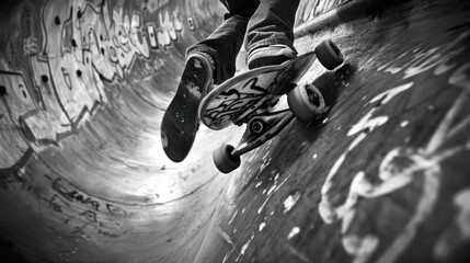Intense Close-Up of Skateboarder Performing Trick