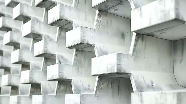 Abstract metallic patterns creating a modern tapestry of design, where architecture meets art in a geometric landscape