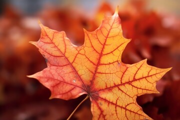 Naklejka na ściany i meble Close-up of vibrant maple leaf