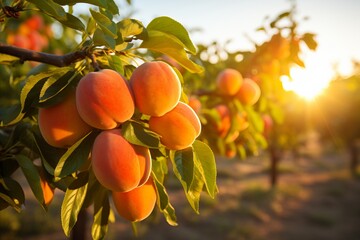 Close-up of fresh ripe apricots with soft sunlight in the background, healthy organic fruit harvest