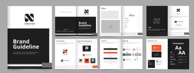 brand guideline design or brand identity a4 brand guideline template, brand guideline layout 