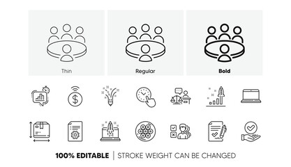 Development plan, Contactless payment and Approved checkbox line icons. Pack of Start business, Time management, Notebook icon. Cable section, Opinion, Approved agreement pictogram. Line icons. Vector