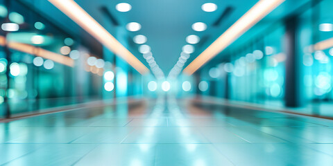 Abstract and blurred corridor interior, showcasing modern architecture and design in a bright,...