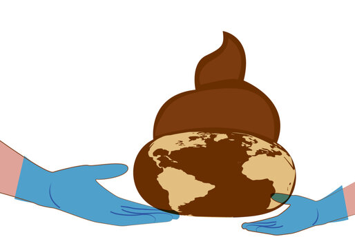 D&iacute;a mundial del medio ambiente. Entrega de Tierra caca de padres a hijos con guantes. Tierra contaminada y sucia