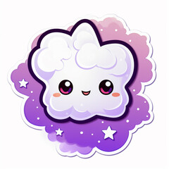 Fototapeta premium a white cloud with stars at the center, in the style of kawaii pop art сreated with Generative Ai