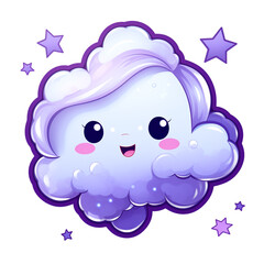 a white cloud with stars at the center, in the style of kawaii pop art сreated with Generative Ai