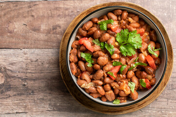  Vegetarian dish of stewed pink beans and tomatoes. A delicious bean dish served 