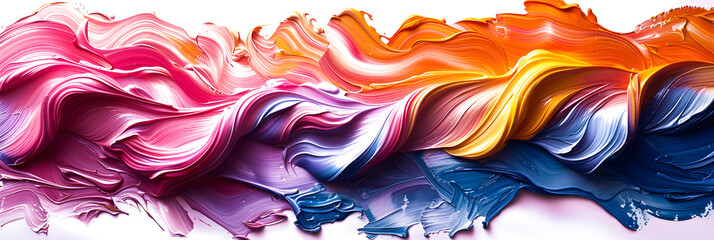 Vibrant acrylic paint swirls on white background. - obrazy, fototapety, plakaty