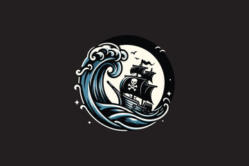 pirate ship vector t shirt design.