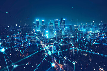 Fototapeta na wymiar Data networks for smart cities