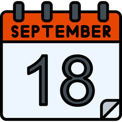 Fototapeta na wymiar 18 September Vector Icon Design