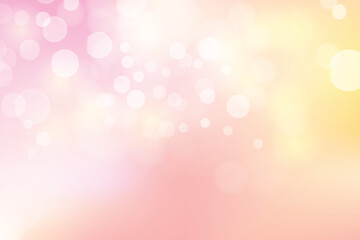 Colorful Bokeh Lights on Yellow, Pink Background. Vector Illustration Of Wallpaper Backdrop For Party, Holiday, Festival