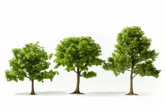 4 trees of different sizes in different positions