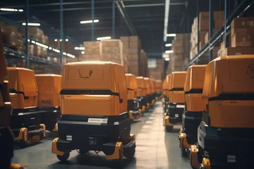 Rollo robots moving around in a warehouse and boxes © Michael Böhm