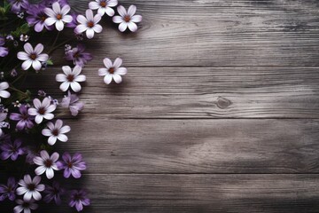 Fototapeta na wymiar flowers on an old wooden background