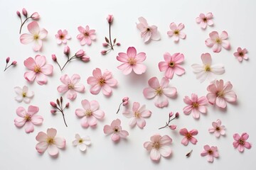 a bunch of pink flowers on the white background
