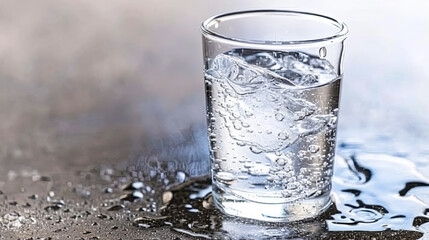 A glass of clear water signifies purity, vitality, and essential hydration. - obrazy, fototapety, plakaty
