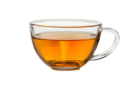 Glass cup of hot aromatic black tea isolated on transparent background