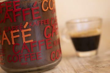 espresso coffee in glass cup