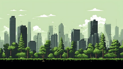  Craft pixel art urban landscape silhouette