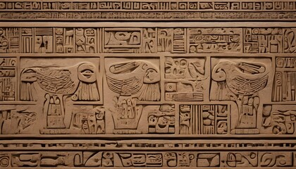 Fototapeta na wymiar Owls With Patterns Resembling Ancient Hieroglyphic