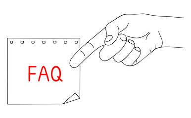 FAQ. Message, Notes on paper. Help for business and entertainment. Modern problems and solutions. Sketch in minimalist style. Editable hand drawn contour. Vector