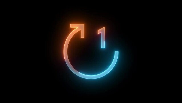 Neon repeat one icon cyan brown color glowing animation black background