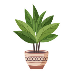Trendy home cute plant in flower pot pack icons. Houseplant or flower in pot modern vector illustration. Green plant growing in a pot. Potted plant icon.