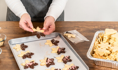 Festive Cookie Packaging with Chocolate-Dipped Christmas Delights
