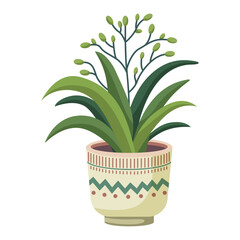 Trendy home cute plant in flower pot pack icons. Houseplant or flower in pot modern vector illustration. Green plant growing in a pot. Potted plant icon.