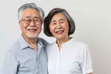 Happy Elderly Asian Couple Smiling