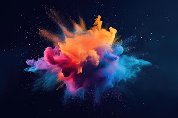 Colorful Substances Uplifting in Midair, A Vibrant and Dynamic Display, A galaxy cloud rendered in a vibrant splash of colors, AI Generated - obrazy, fototapety, plakaty