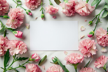 Blank Card with Pink Carnations