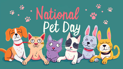 Fototapeta premium Illustration for National Pet Day background