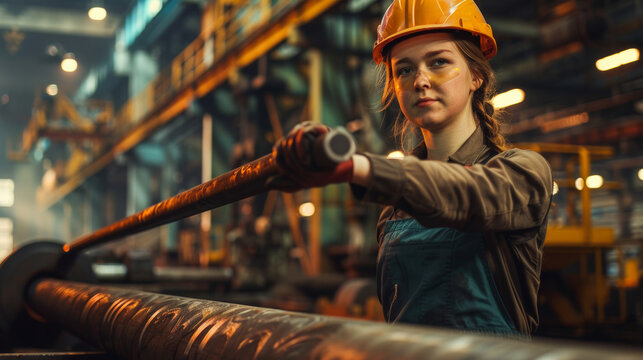 Portrait of a woman steelworks industry worker
