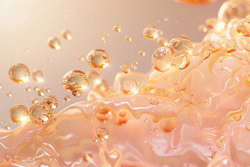 Abstract Golden Bubbles in Liquid, High-Resolution Background