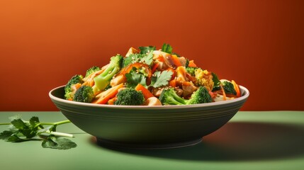 A colorful bowl brimming with vibrant broccoli and crisp carrots, set on a table