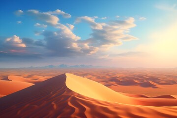 Fototapeta na wymiar Surreal Desert Dunes: Endless desert dunes under a surreal sky, capturing the vastness and solitude of the desert.