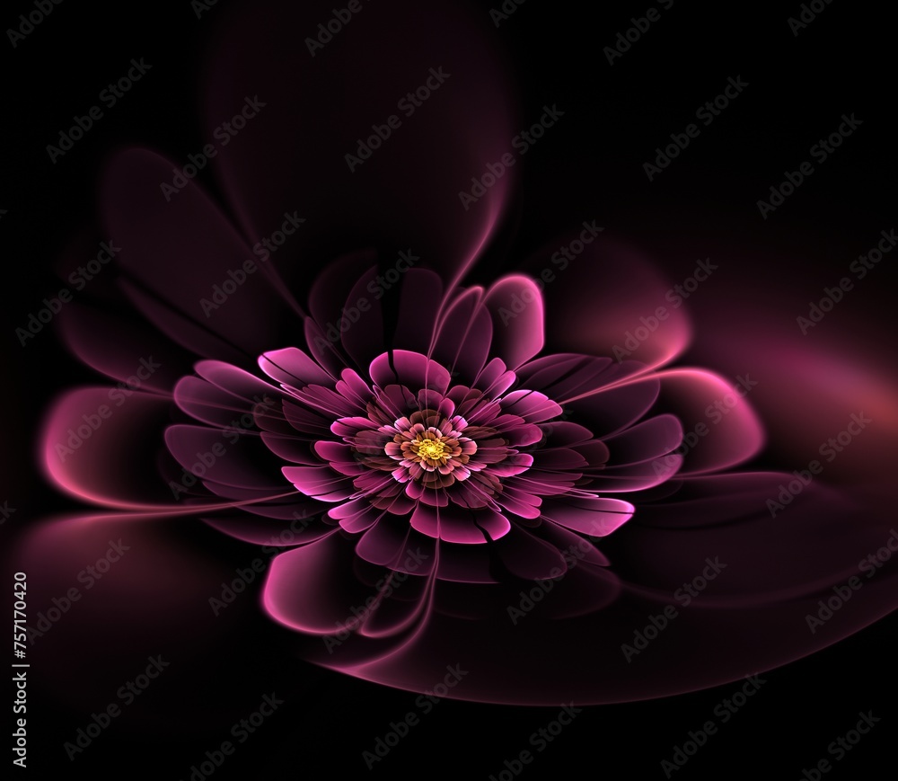 Aufkleber dark fractal flower, digital artwork for creative graphic design...fractal pattern in the shape of f