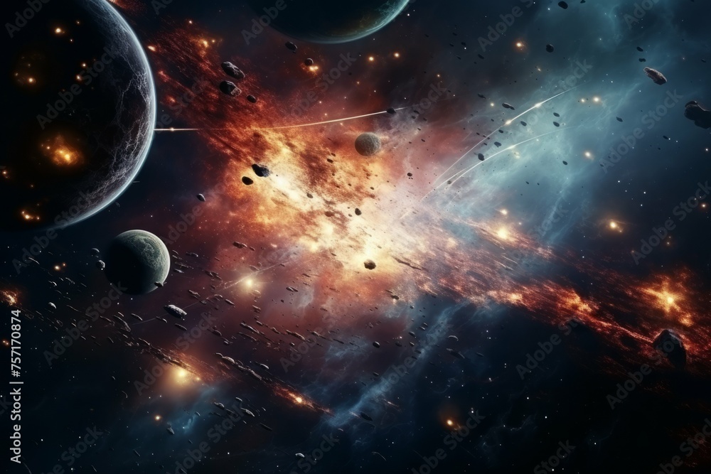 Canvas Prints outer space scene with planets and galaxies