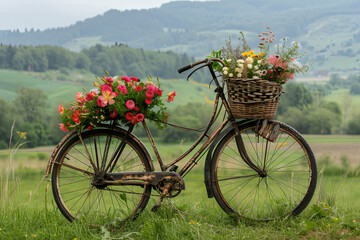 bicycle and flowers - Powered by Adobe