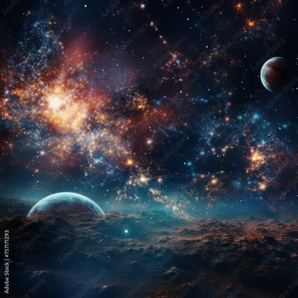 Wall mural ai generated galaxy with stars and planets in a cosmic universe